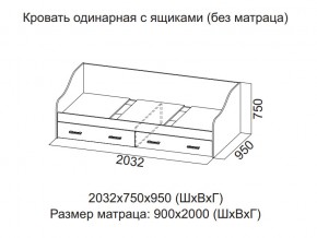 Кровать одинарная с ящиками (Без матраца 0,9*2,0) в Карталах - kartaly.magazin-mebel74.ru | фото