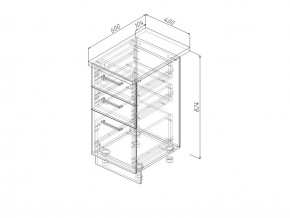 Н3Я 40 Модуль нижний Без Столешницы 3 ящика МН3Я 40 в Карталах - kartaly.magazin-mebel74.ru | фото