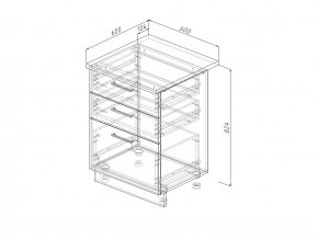 Н3Я 60 Модуль нижний Без Столешницы 3 ящика МН3Я 60 в Карталах - kartaly.magazin-mebel74.ru | фото