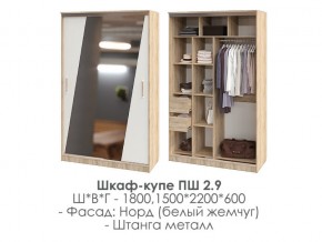 шкаф-купе ПШ-2.9 1500 Норд Белый жемчуг 1500 в Карталах - kartaly.magazin-mebel74.ru | фото